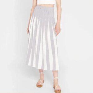 Club Monaco White Blue Stripe Pleated Midi Skirt 2